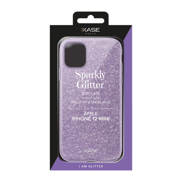 Coque slim pailletée étincelante pour Apple iPhone 12 mini, Violet