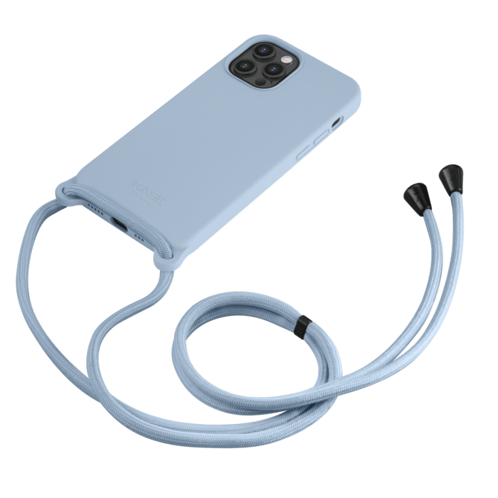 Coque en gel de silicone doux en bandouli&egrave;re pour Apple iPhone 12/12 Pro, Bleu Lilas