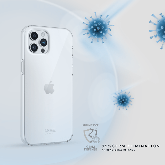 Coque antibact&eacute;rienne hybride invisible pour iPhone 12/12 Pro, Transparente
