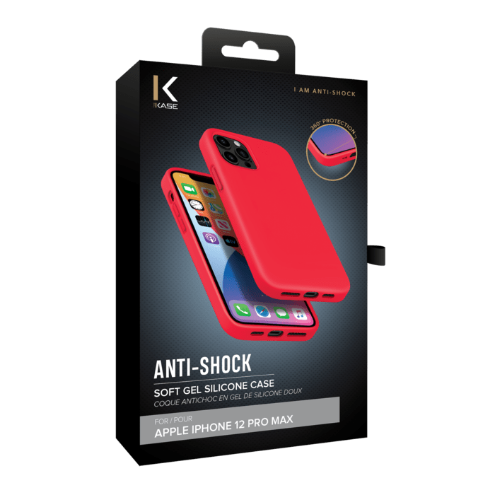 (O) Coque antichoc en gel de silicone doux pour Apple iPhone 12 Pro Max, Rouge Ardent