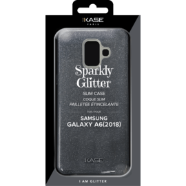 Coque slim&nbsp;paillet&eacute;e &eacute;tincelante pour Samsung Galaxy A6 (2018), Noir