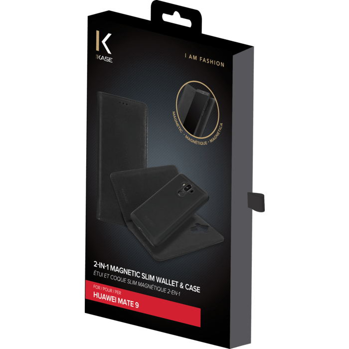 &Eacute;tui et Coque slim magn&eacute;tique 2-en-1 pour Huawei Mate 9, Noir