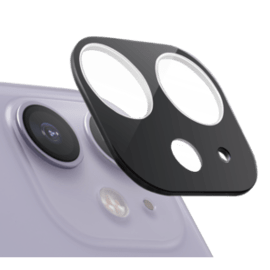 (O) Protection pour objectif d'appareil photo premium en verre tremp&eacute; Apple iPhone 11, Noir