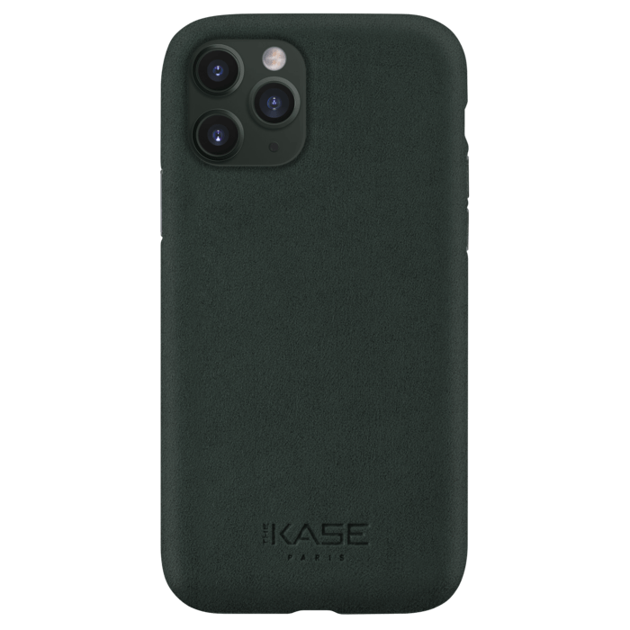 Coque en Su&egrave;de Alcantara Deluxe pour Apple iPhone 11 Pro, Vert minuit