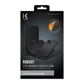Etui & Coque robuste magn&eacute;tique 2-en-1 pour Apple iPhone 13 mini, Noir Onyx