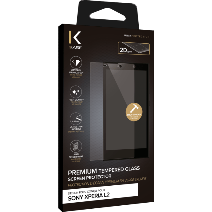 Protection d'écran premium en verre trempé pour Sony Xperia L2, Transparent