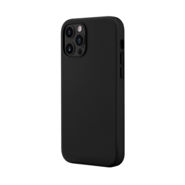 (O) Coque antichoc en gel de silicone doux pour Apple iPhone 12/12 Pro, Noir satin