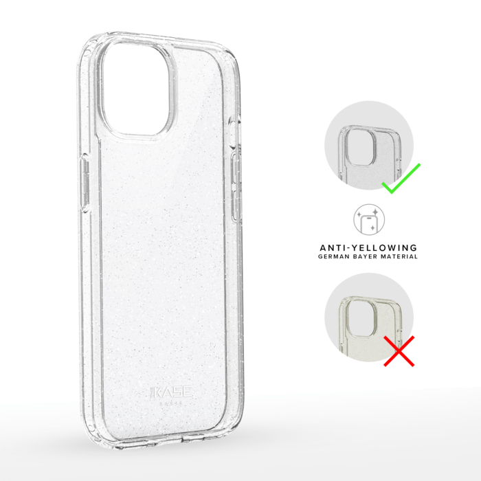 Coque hybride étincelante invisible GEN 2.0 83% de plastique recyclé pour Apple iPhone 15 Plus, Transparente