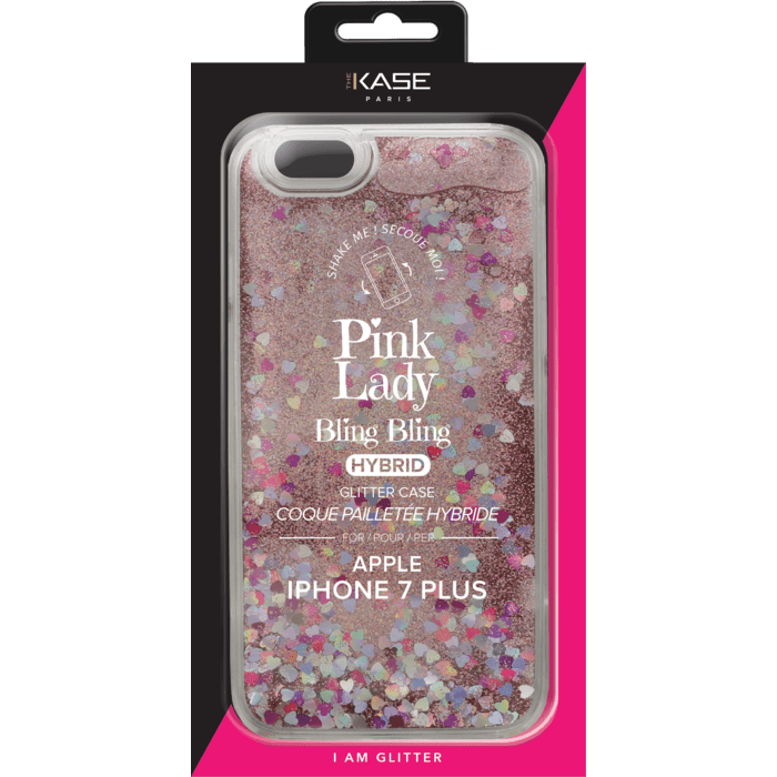 Bling Bling Coque Pailletée Hybride pour Apple iPhone 7/8 Plus, Pink Lady