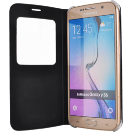 Etui &agrave; clapet avec Window View pour Samsung Galaxy S6, Noir