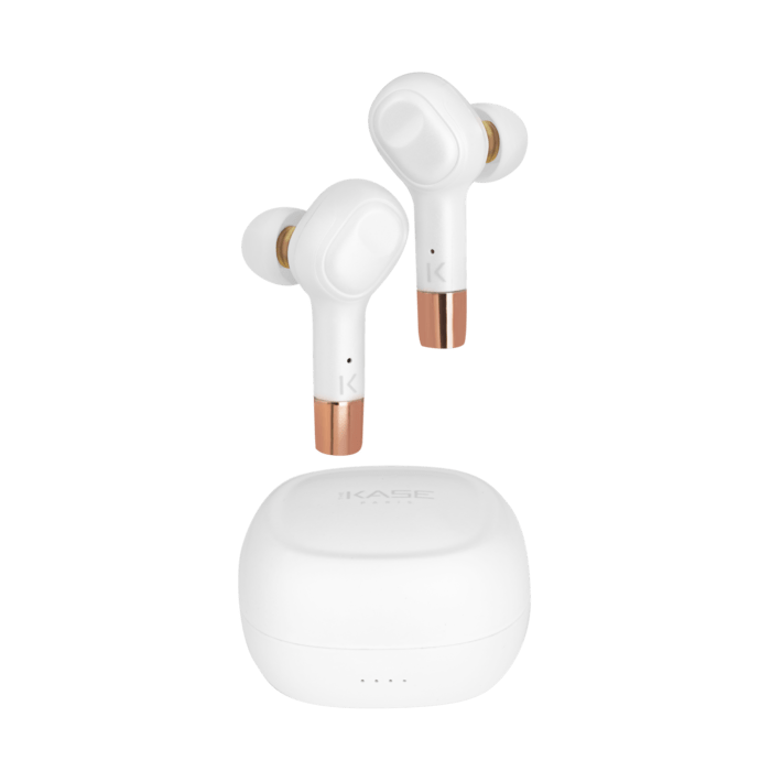 &Eacute;couteurs sans fil Sonik Pro intra-auriculaires avec bo&icirc;tier de chargement, Blanc perle