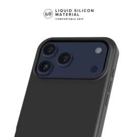 Coque antichoc en gel de silicone doux pour 55% de plastique recyclé Apple iPhone 17 Pro Max, Noir satin