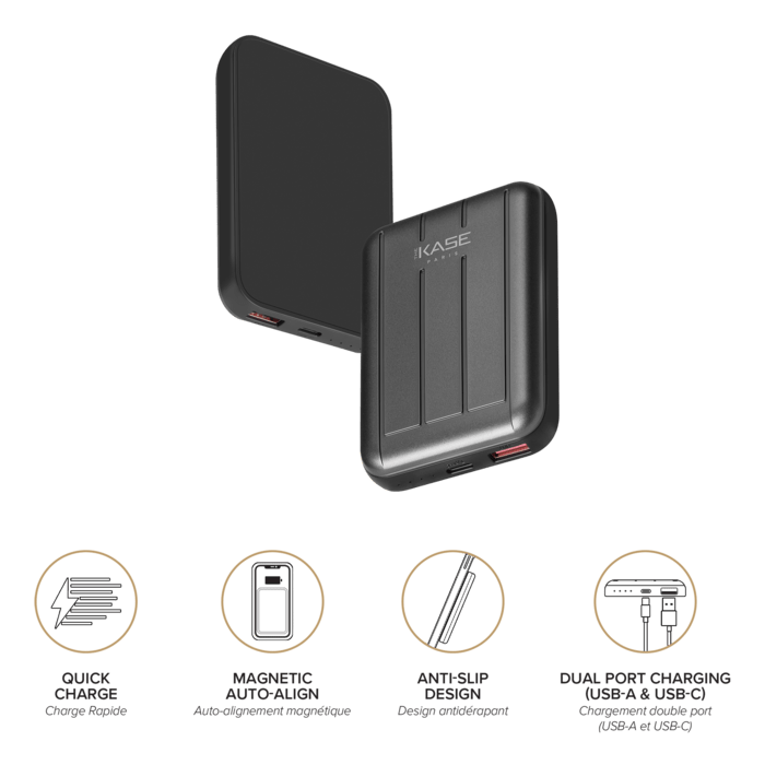 Toocki | Batterie externe magnétique sans fil 10 000 mAh - Compatible MagSafe - Charge