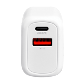 Chargeur mural PowerPort Speed LITE 20 W double USB UE + câble de charge/synchronisation rapide USB-C vers USB-C, blanc
