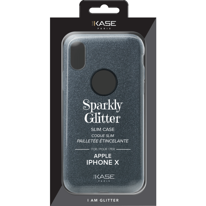 Coque slim&nbsp;paillet&eacute;e &eacute;tincelante pour Apple iPhone X, Noir