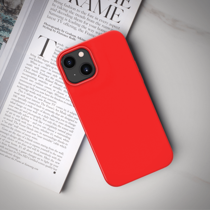 Coque antichoc en gel de silicone doux pour Apple iPhone 13, Rouge Ardent