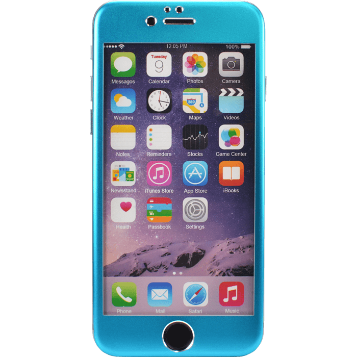 Protection d'écran en Alliage de Titane et verre trempé pour Apple iPhone 6/6s, Bleu