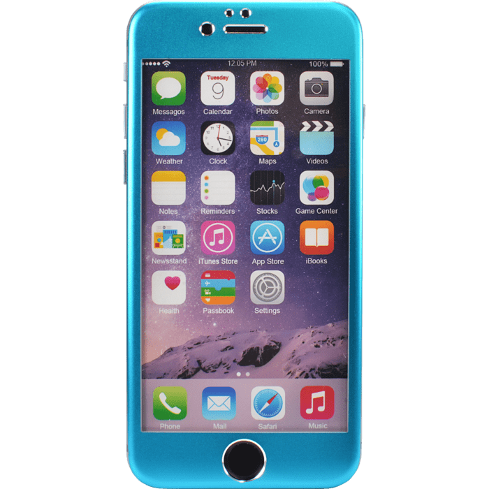Protection d'&eacute;cran en Alliage de Titane et verre tremp&eacute; pour Apple iPhone 6/6s, Bleu