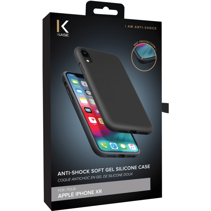 Coque antichoc en gel de silicone doux pour Apple iPhone XR, Noir satin
