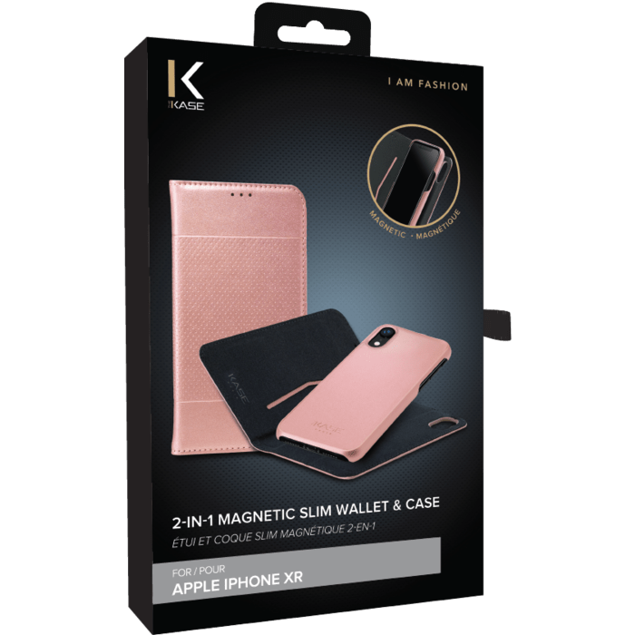 &Eacute;tui et Coque slim magn&eacute;tique 2-en-1 GEN 2.0 pour Apple iPhone XR, Or gold