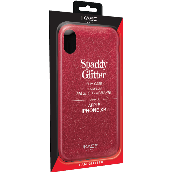 Coque slim pailletée étincelante pour Apple iPhone XR, Rouge