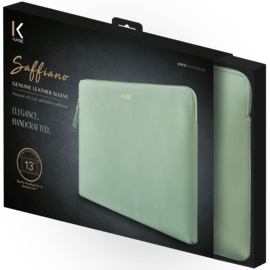 Housse en cuir véritable Saffiano pour MacBook Pro, MacBook Air et MacBook Pro Retina 13 pouces, Vert pastel