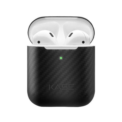 Case Coque en fibre de carbone v&eacute;ritable pour Apple AirPods, Noir satin&eacute;