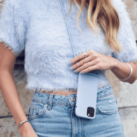 Coque en gel de silicone doux en bandouli&egrave;re pour Apple iPhone 12 Pro Max, Bleu Lilas