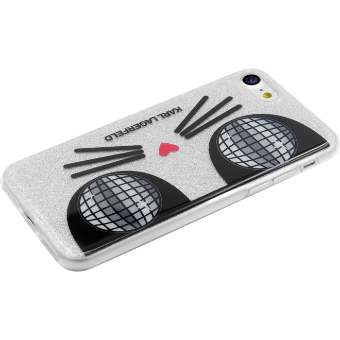 Karl Lagerfeld Koctail Choupette coque pour Apple iPhone 7/8/SE 2020, &Eacute;tincelante Argent