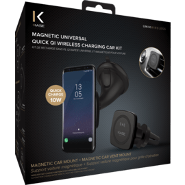 Kit de recharge sans fil Qi rapide universel et magn&eacute;tique pour voiture (Charge rapide-10W), Noir