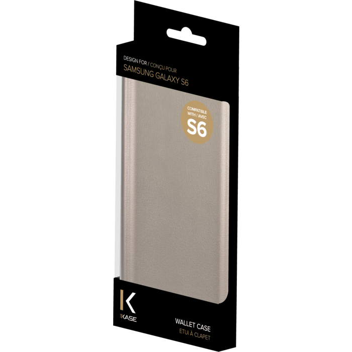 Etui &agrave; clapet pour Samsung Galaxy S6, Or Stellaire