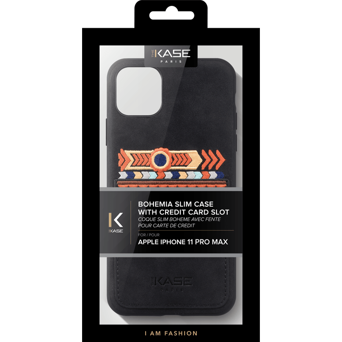Bohemia Slim Case avec fente pour carte de crédit pour Apple iPhone 11 Pro Max, Noir olive
