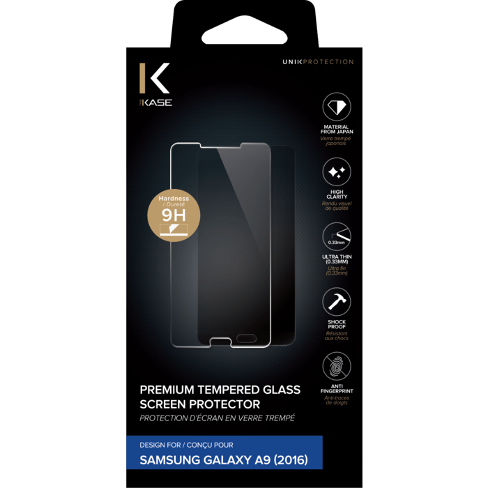 Protection d'&eacute;cran premium en verre tremp&eacute; pour Samsung Galaxy A9(2016), Transparent
