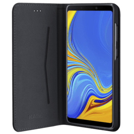 Coque clapet folio avec fente pour cartes & support pour Samsung Galaxy A9 2018, Noir