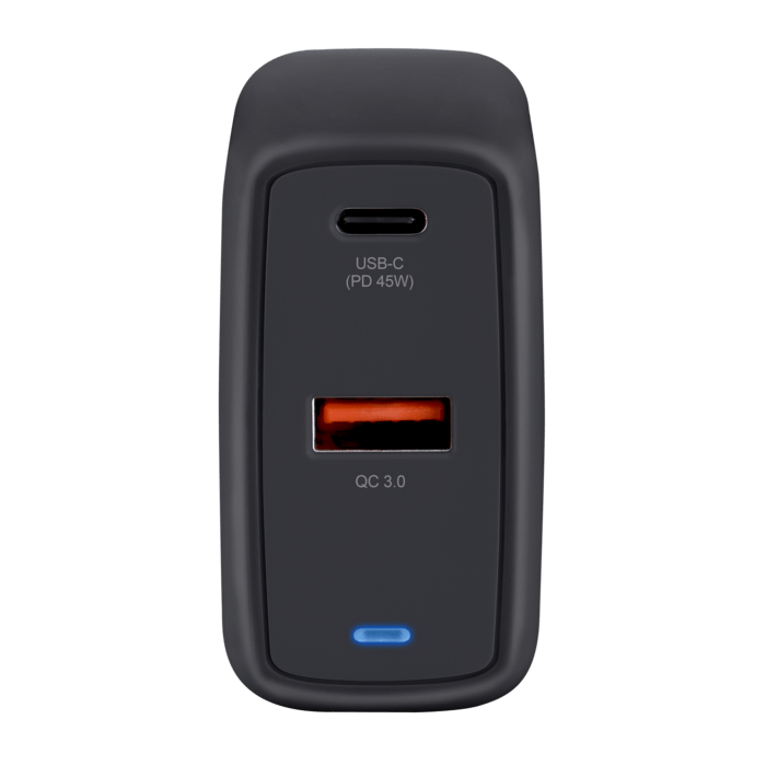 Universal PowerPort Speed+ Quick Charge 45W Dual USB EU Wall Charger (QC 4+/Power Delivery), Black