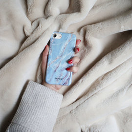 Coque en silicone effet marbr&eacute; pour Apple iPhone 6/6s/7/8/SE 2020, bleu granite