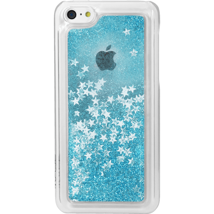Bling Bling Coque Pailletée pour Apple iPhone 5c, Bleu Neige