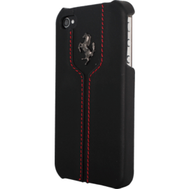 Montecarlo Coque Solide pour Apple iPhone 4/4S, Cuir de Veau Noir