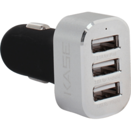 5.1A Chargeur allume-cigare triple USB pour Smartphones et Tablettes, Argent