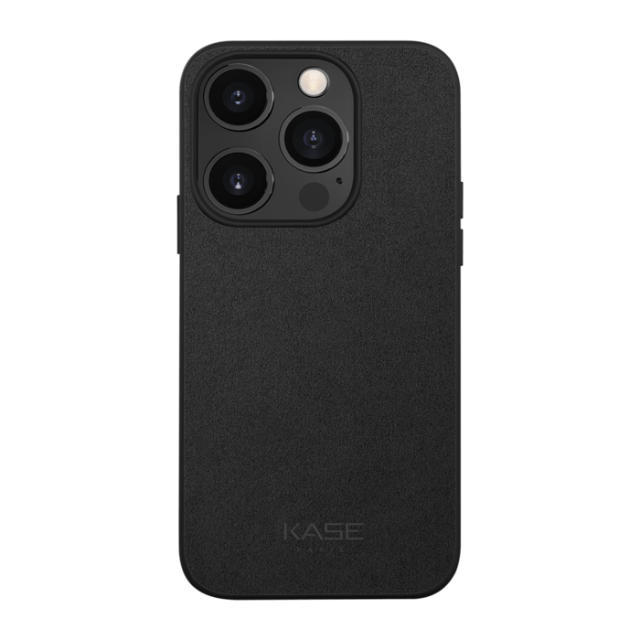 Coque en Suède Alcantara pour Apple iPhone 14 Pro, Minuit Noir