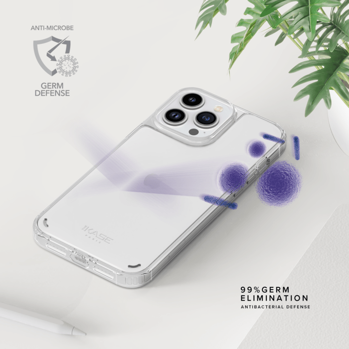 Coque antibact&eacute;rienne antichoc hybride invisible pour Apple iPhone 13 Pro, Transparente