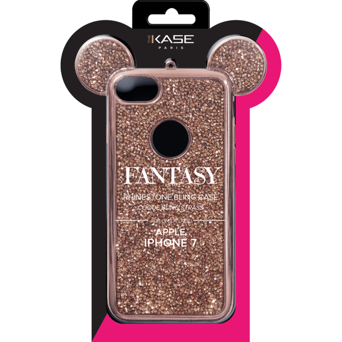 Coque Bling Strass Fantaisie Pour Apple iPhone 7, Or Rose