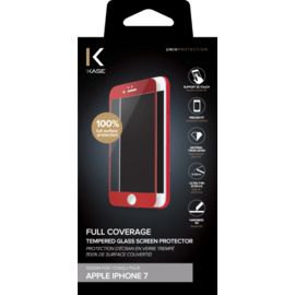 Protection d'écran en verre trempé (100% de surface couverte) pour iPhone 7, Rouge