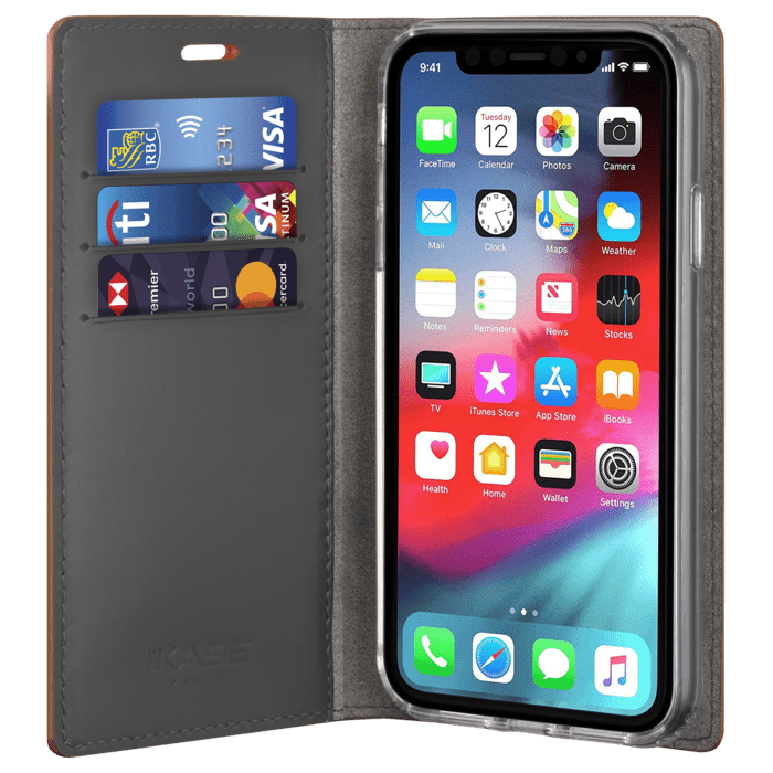 Diarycase 2.0 Coque clapet en cuir véritable avec support magnétique pour Apple iPhone XR, Mandarine Orange