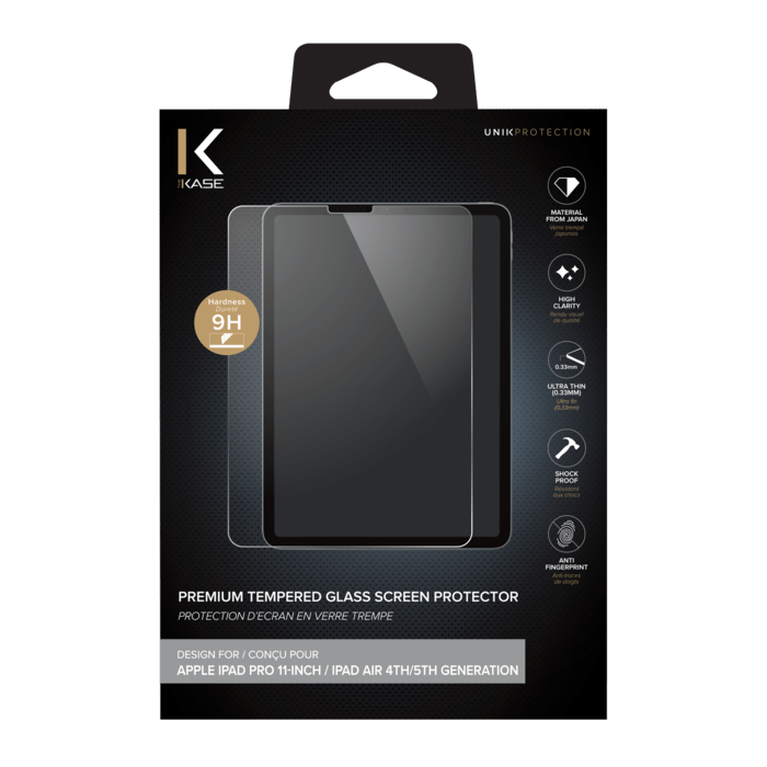 Protecteur d'&eacute;cran en verre tremp&eacute; de qualit&eacute; sup&eacute;rieure pour Apple iPad Pro 11 pouces / iPad Air 4e/5e g&eacute;n&eacute;ration, transparent