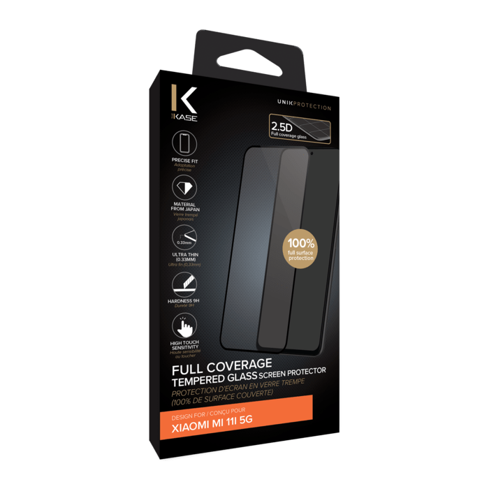 Protection d'écran en verre trempé (100% de surface couverte) pour Xiaomi Mi 11i 5G, Noir