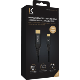 Metallic braided USB-C to HDMI 4K High Speed 2.0 Cable (2M)