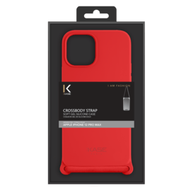 Coque en gel de silicone doux en bandouli&egrave;re pour Apple iPhone 12 Pro Max, Rouge Ardent