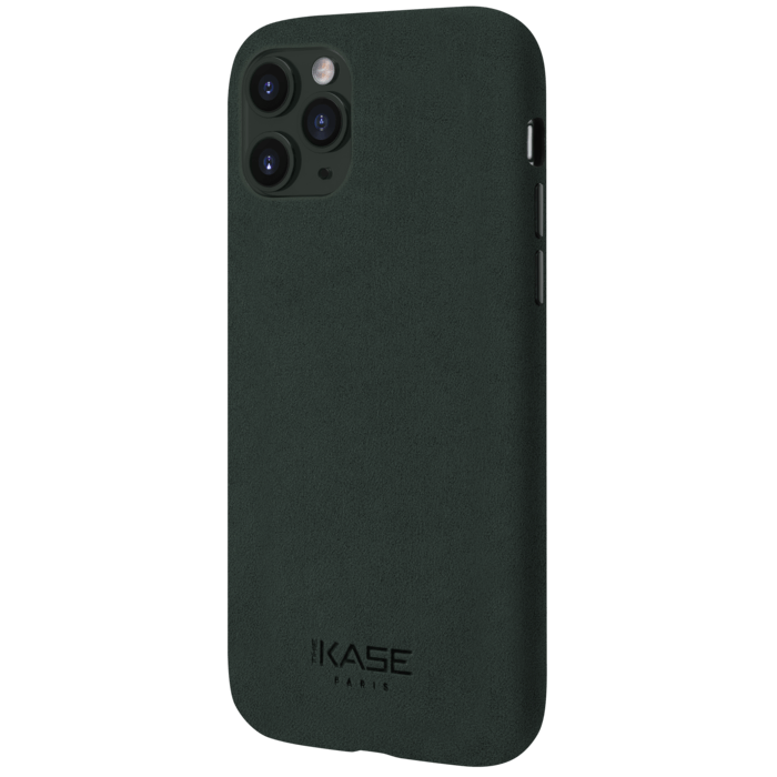 Coque en Su&egrave;de Alcantara Deluxe pour Apple iPhone 11 Pro, Vert minuit