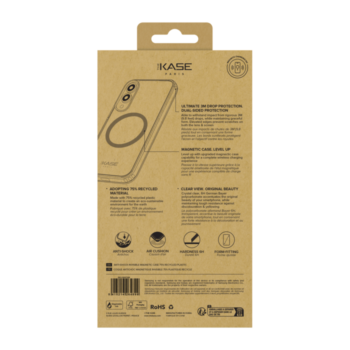 Coque antichoc magn&eacute;tique invisible Fabriqu&eacute; Avec du 75% Plastique Recycl&eacute; pour Samsung Galaxy S25 Edge 5G, Transparente